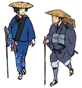 旅装束の男女（江戸時代）