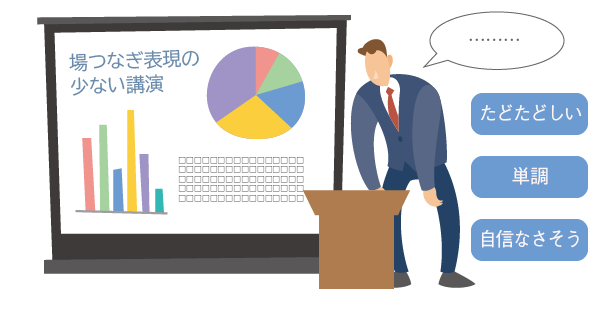 場つなぎ表現の少ない講演イメージ