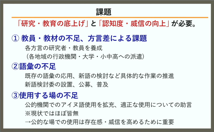 アイヌ語の課題