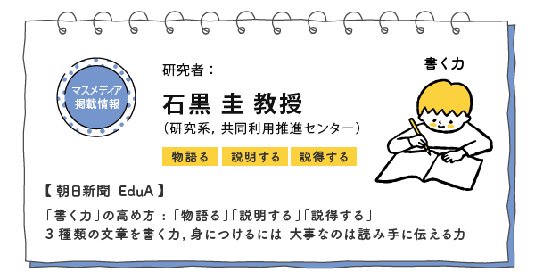 3種類の「書く力」とは? 「朝日新聞EduA」に、石黒圭 教授の記事が掲載されました