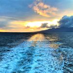 佐渡島から帰りの船で見た絶景。海と夕陽